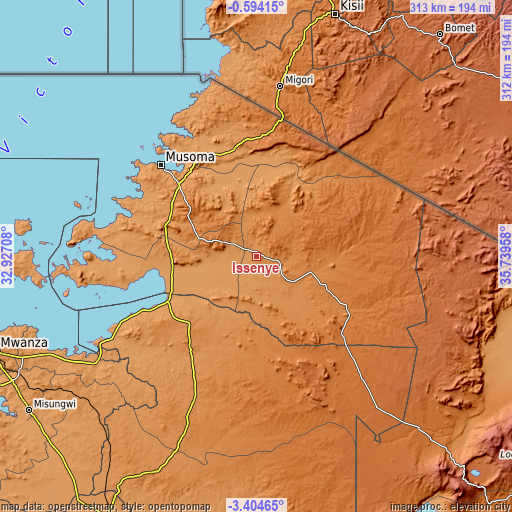 Topographic map of Issenye