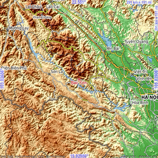 Topographic map of Bắc Yên