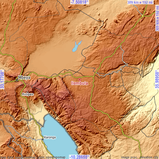 Topographic map of Ilembula