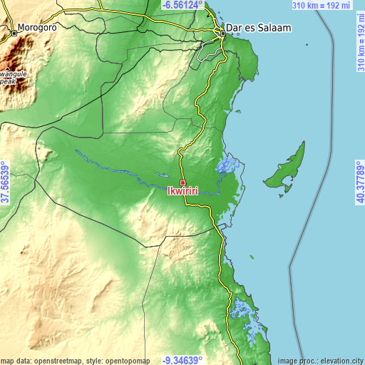 Topographic map of Ikwiriri