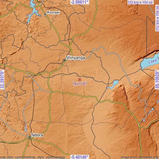 Topographic map of Igurubi