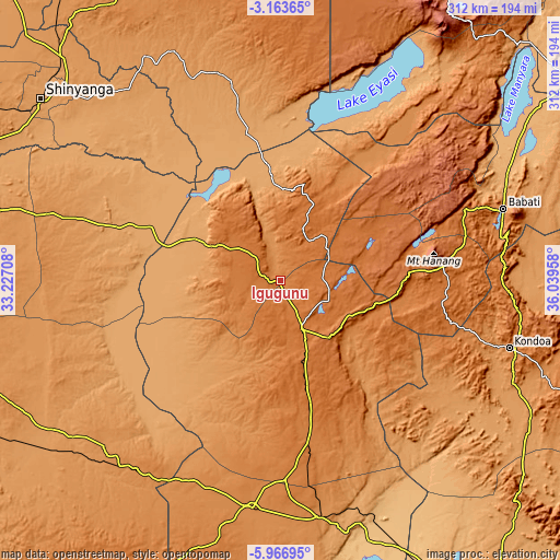 Topographic map of Igugunu