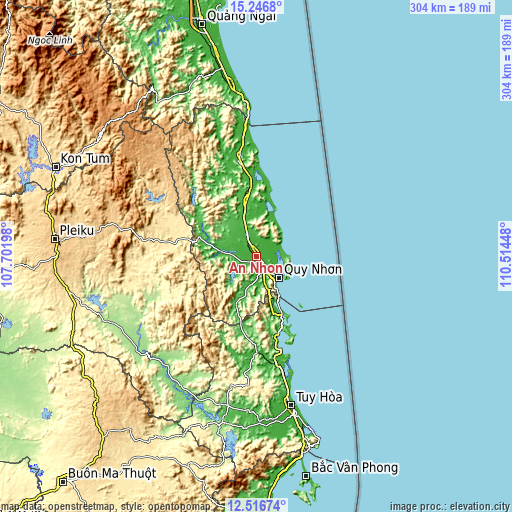Topographic map of An Nhơn