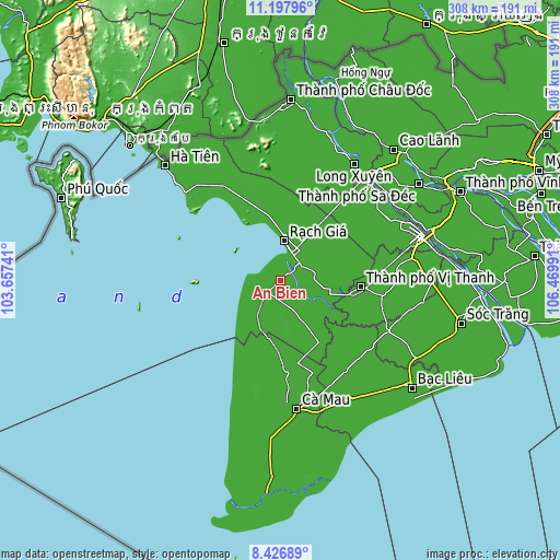 Topographic map of An Biên