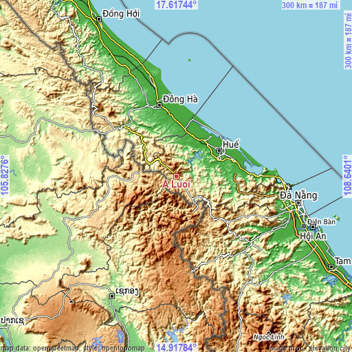 Topographic map of A Lưới