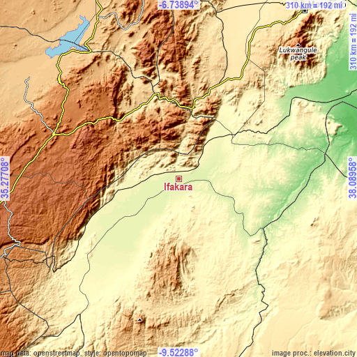 Topographic map of Ifakara