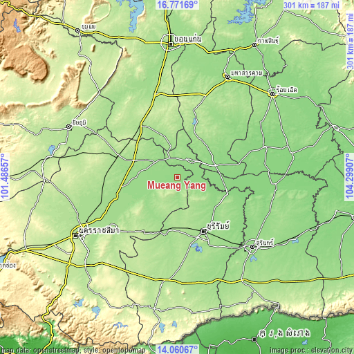 Topographic map of Mueang Yang