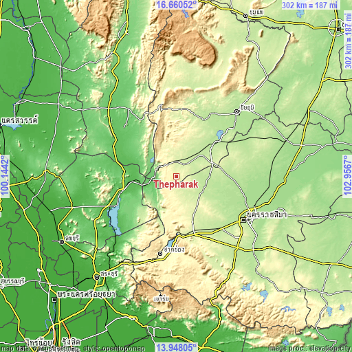 Topographic map of Thepharak