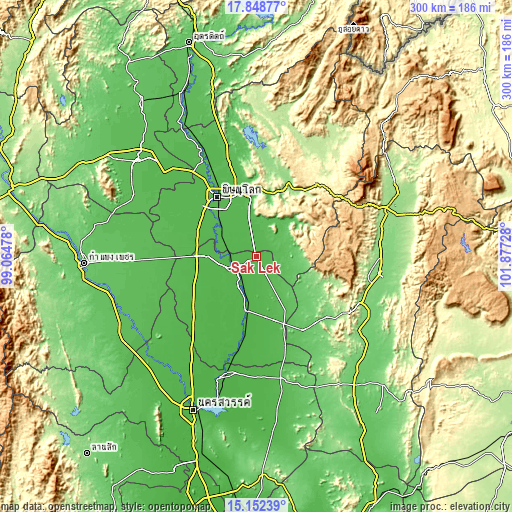 Topographic map of Sak Lek