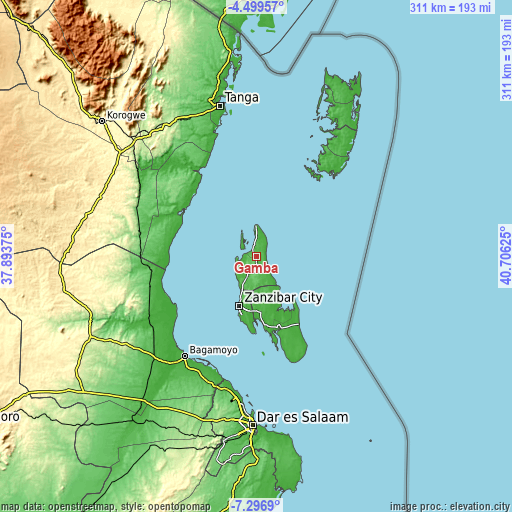 Topographic map of Gamba