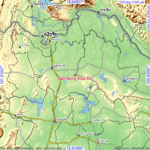 Topographic map of Ban Nong Wua So