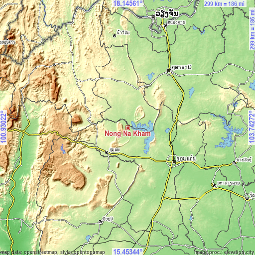 Topographic map of Nong Na Kham