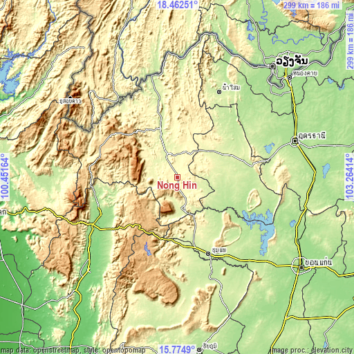 Topographic map of Nong Hin