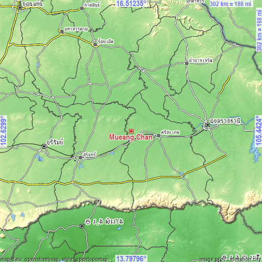 Topographic map of Mueang Chan