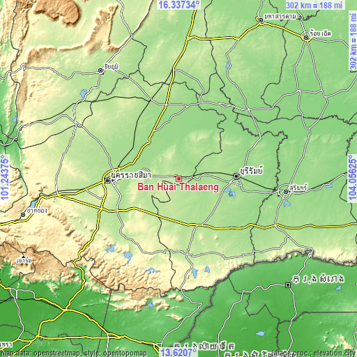 Topographic map of Ban Huai Thalaeng