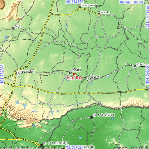 Topographic map of Huai Rat