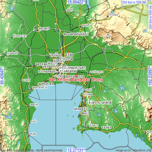 Topographic map of Ban Khlong Bang Sao Thong