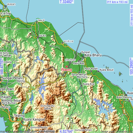 Topographic map of Waeng