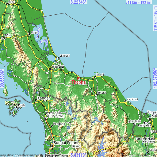 Topographic map of Thepha