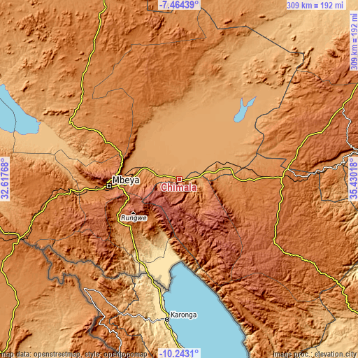 Topographic map of Chimala
