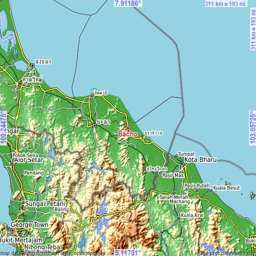 Topographic map of Bacho