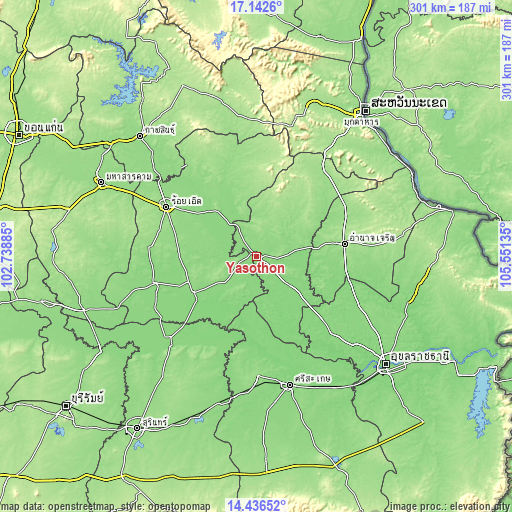 Topographic map of Yasothon