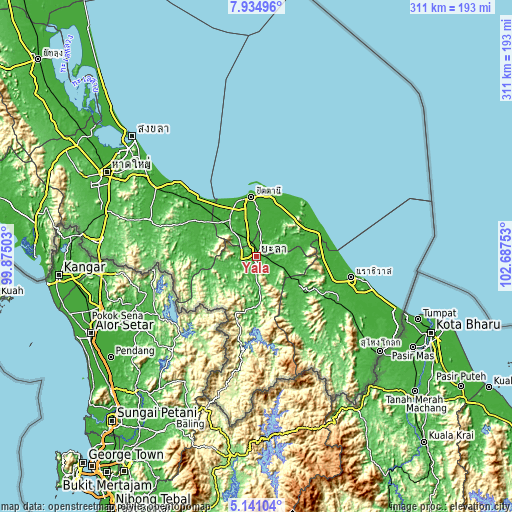 Topographic map of Yala