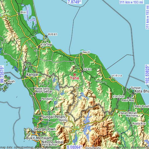 Topographic map of Yaha