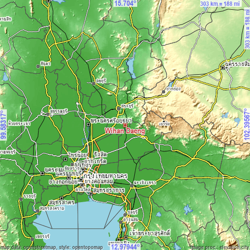 Topographic map of Wihan Daeng