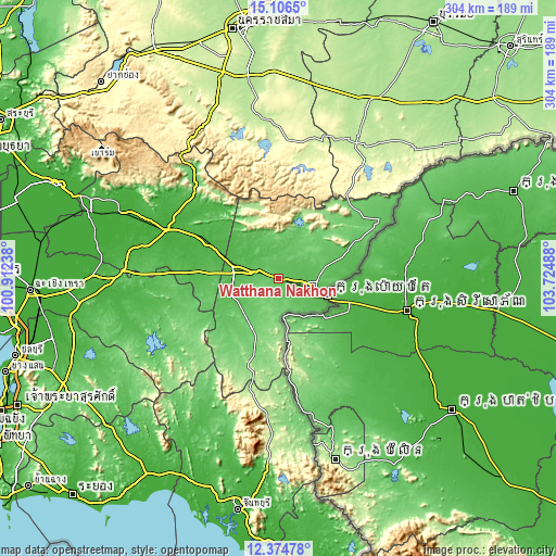 Topographic map of Watthana Nakhon