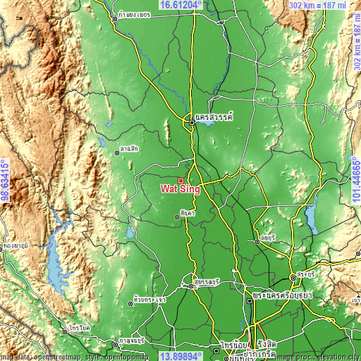 Topographic map of Wat Sing