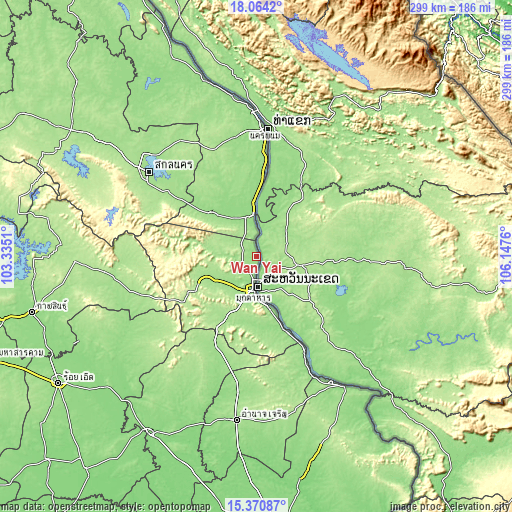 Topographic map of Wan Yai