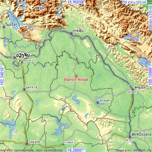 Topographic map of Wanon Niwat