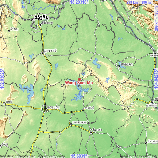 Topographic map of Wang Sam Mo