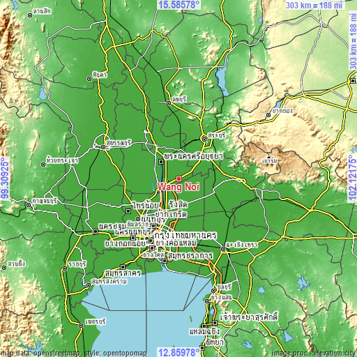 Topographic map of Wang Noi