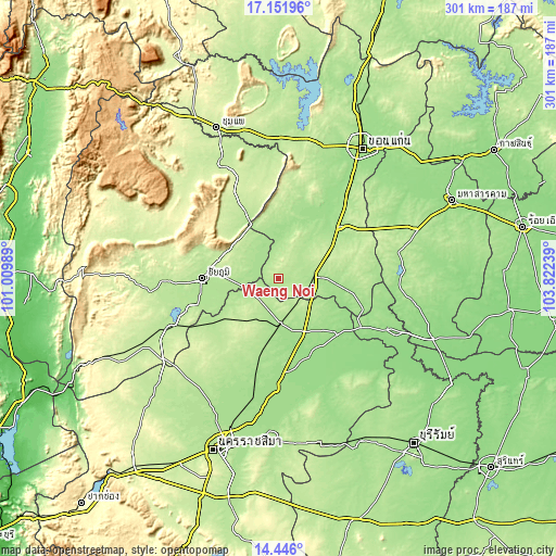 Topographic map of Waeng Noi