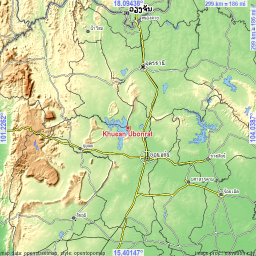 Topographic map of Khuean Ubonrat