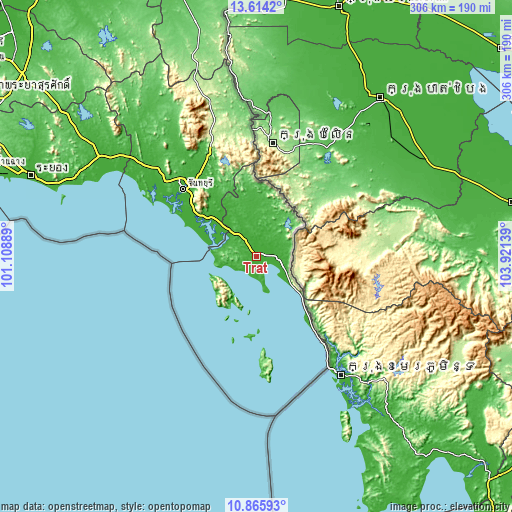 Topographic map of Trat