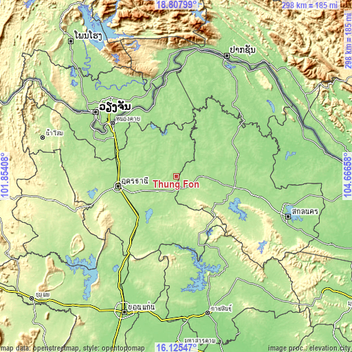 Topographic map of Thung Fon