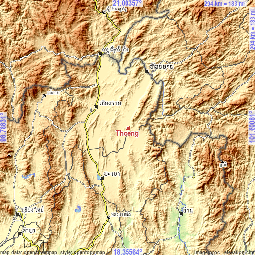 Topographic map of Thoeng