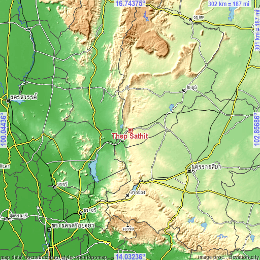 Topographic map of Thep Sathit