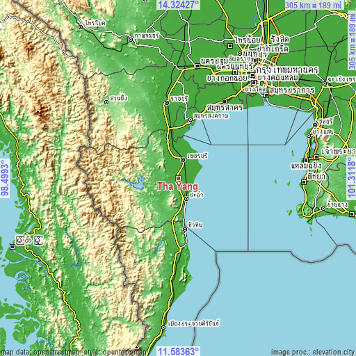 Topographic map of Tha Yang