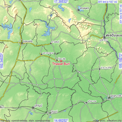 Topographic map of Thawat Buri