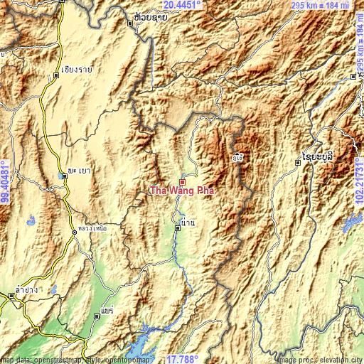 Topographic map of Tha Wang Pha