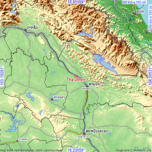 Topographic map of Tha Uthen