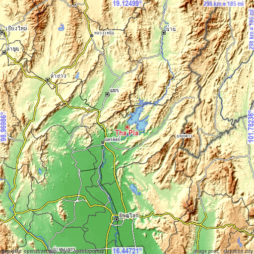 Topographic map of Tha Pla