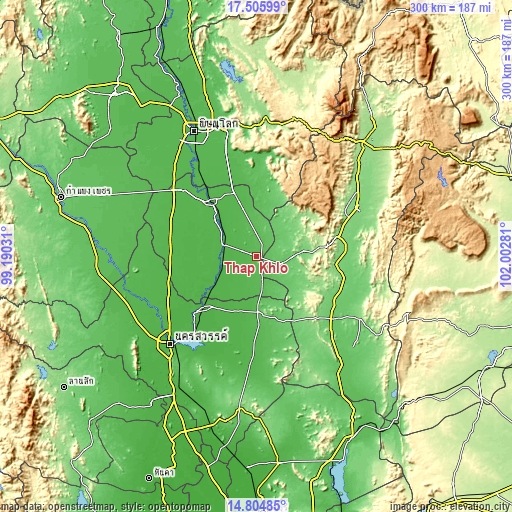 Topographic map of Thap Khlo