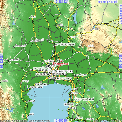Topographic map of Thanyaburi
