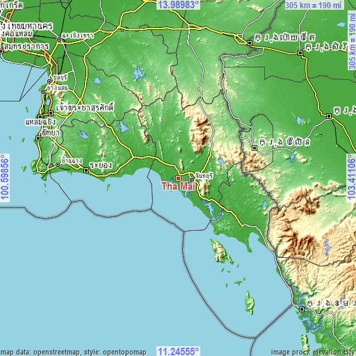 Topographic map of Tha Mai