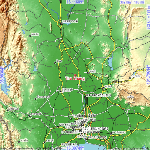 Topographic map of Tha Chang